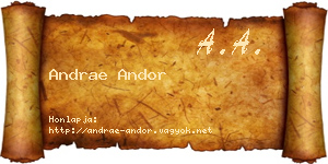 Andrae Andor névjegykártya